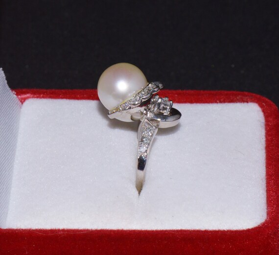 Vintage Pearl Ring - Gorgeous Natural 0.25cts VS … - image 4