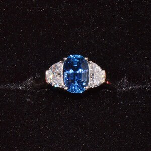 GIA-certifierad värmefri ring med blåklint, blå safir och diamanter, solid 950 platina bild 14