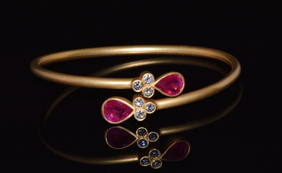 Italian Ruby Diamond Stacking Bangle - Certified … - image 5
