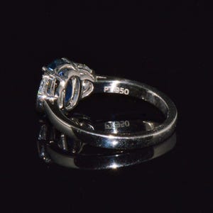 GIA-certifierad värmefri ring med blåklint, blå safir och diamanter, solid 950 platina bild 9