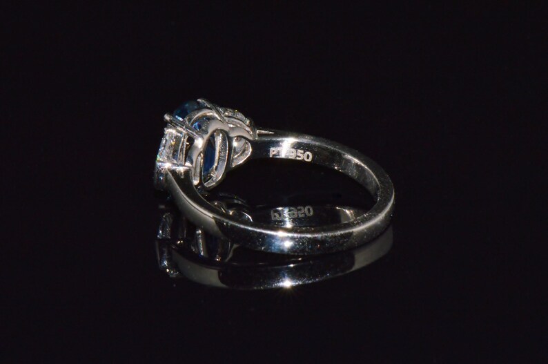 GIA-certifierad värmefri ring med blåklint, blå safir och diamanter, solid 950 platina bild 9
