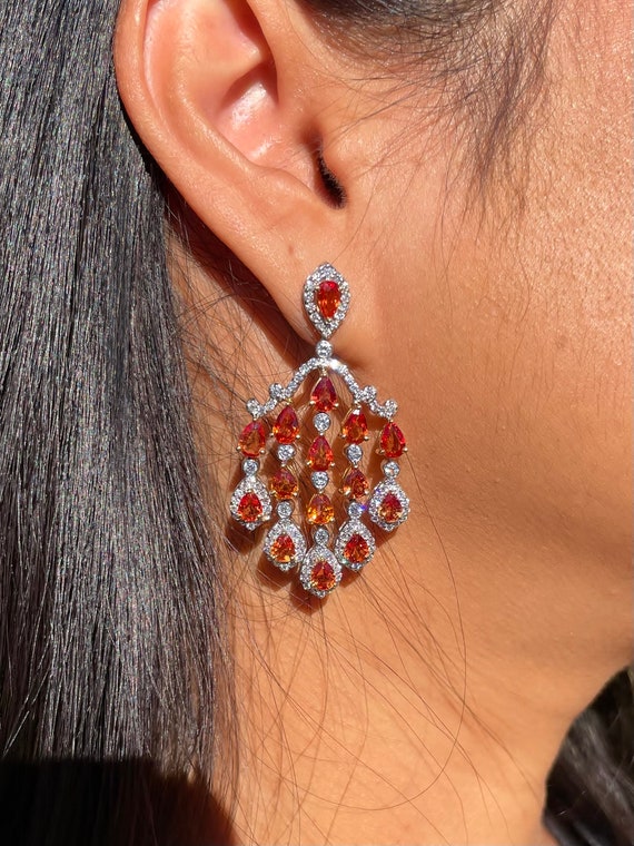 Sapphire Diamond Earrings - Sapphire Earrings - C… - image 7