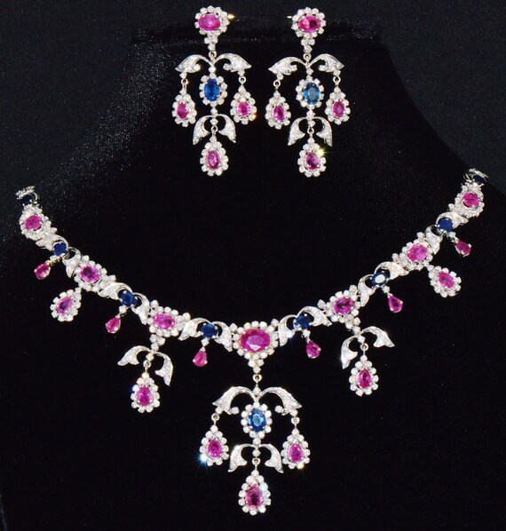 Diamond Ruby Set - Sapphire Set - Diamond Set - C… - image 5