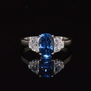 GIA-certifierad värmefri ring med blåklint, blå safir och diamanter, solid 950 platina bild 12