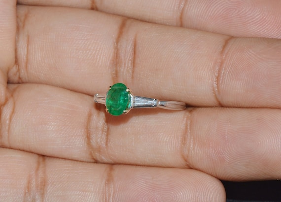 Emerald Diamond Ring - Vintage Emerald Ring - Nat… - image 8