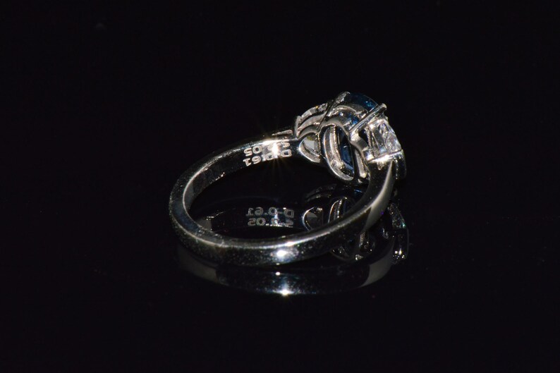 GIA-certifierad värmefri ring med blåklint, blå safir och diamanter, solid 950 platina bild 10
