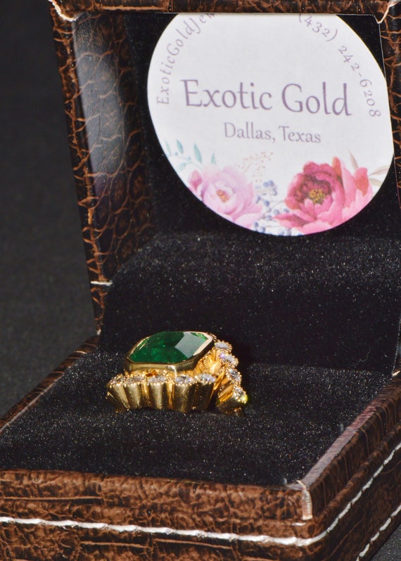 Vintage Emerald Ring - GIA Emerald Ring - Estate … - image 2