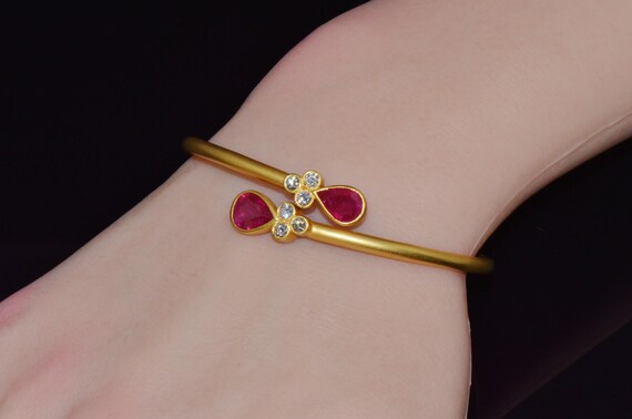 Italian Ruby Diamond Stacking Bangle - Certified … - image 3
