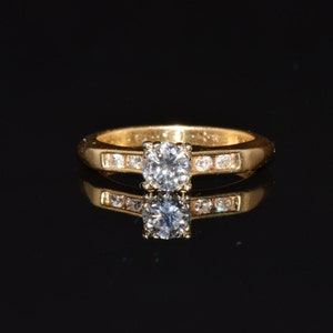 Antique art deco 1938 natural .44cts round cut brilliant diamond VS G 14K solid gold cocktail dinner engagement ring band