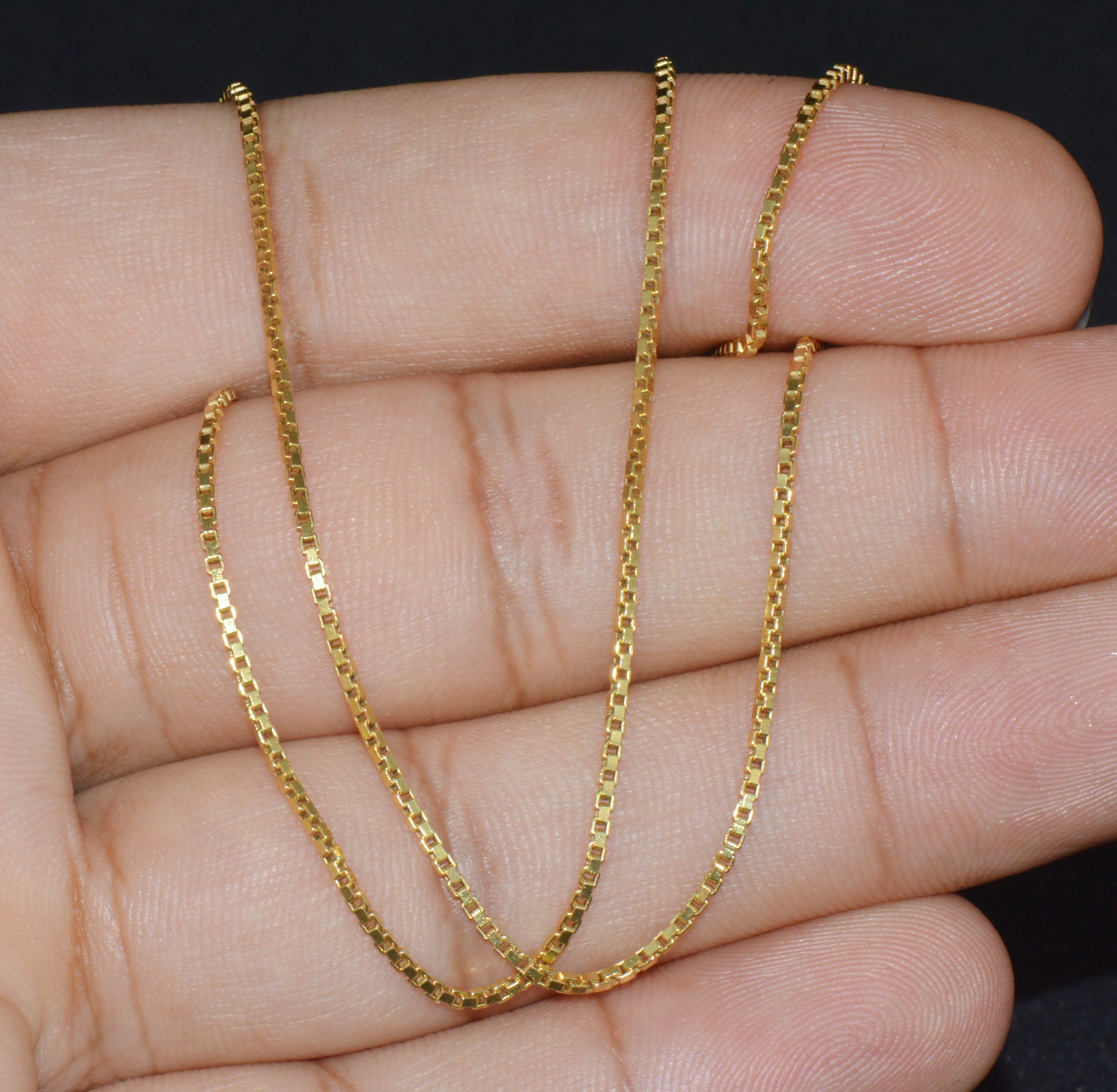 Box Chain Necklace Gorgeous 18K 750 Solid Gold Italy Short - Etsy