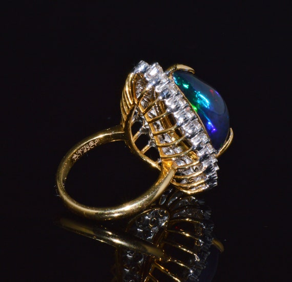 Vintage Opal Ring - Opal Diamond Ring - Estate Na… - image 3