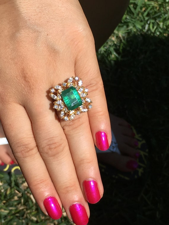 Emerld Diamond Ring Emerald Ring Diamond Ring GIA Certified