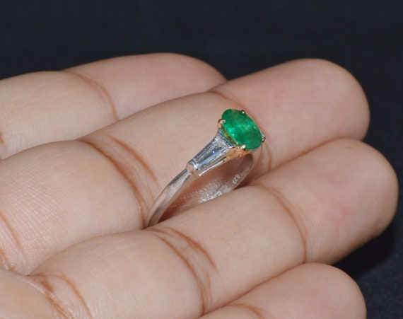 Emerald Diamond Ring - Vintage Emerald Ring - Nat… - image 10