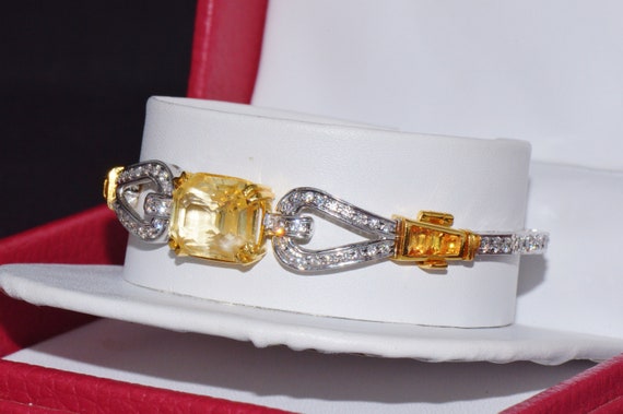Sapphire Diamond Bracelet - GIA Natural No Heat U… - image 3