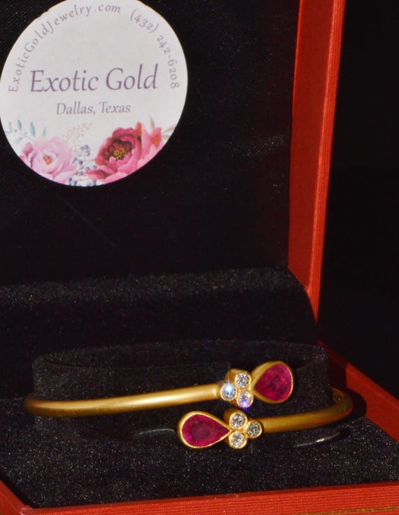 Italian Ruby Diamond Stacking Bangle - Certified … - image 9
