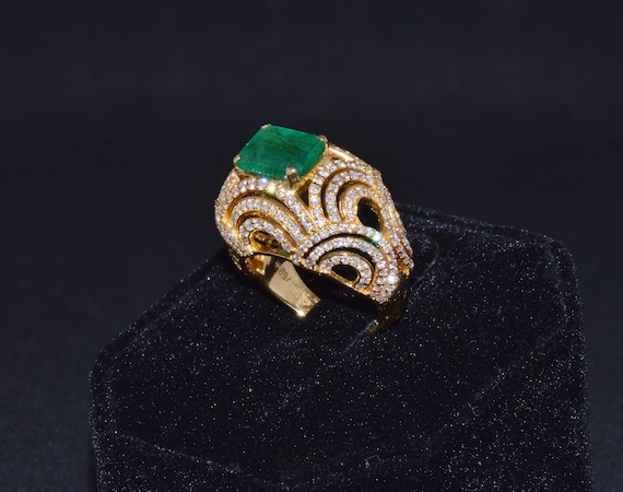 Emerald Ring - Emerald Diamond Ring - Estate Natu… - image 10