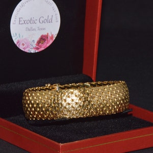 Vintage UnoAErre Bracelet Estate Italian Solid 750 18K Yellow Gold Textured Braided Mesh Uno A Erre Italy Bangle Bracelet ExoticGold image 5