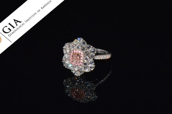 Vintage Diamond Ring - GIA Pink Diamond - Certified Natural 1.55CTS VS Pink Diamond Sapphire 18K Solid Gold 2-In-1 Convertible Ring Pendant