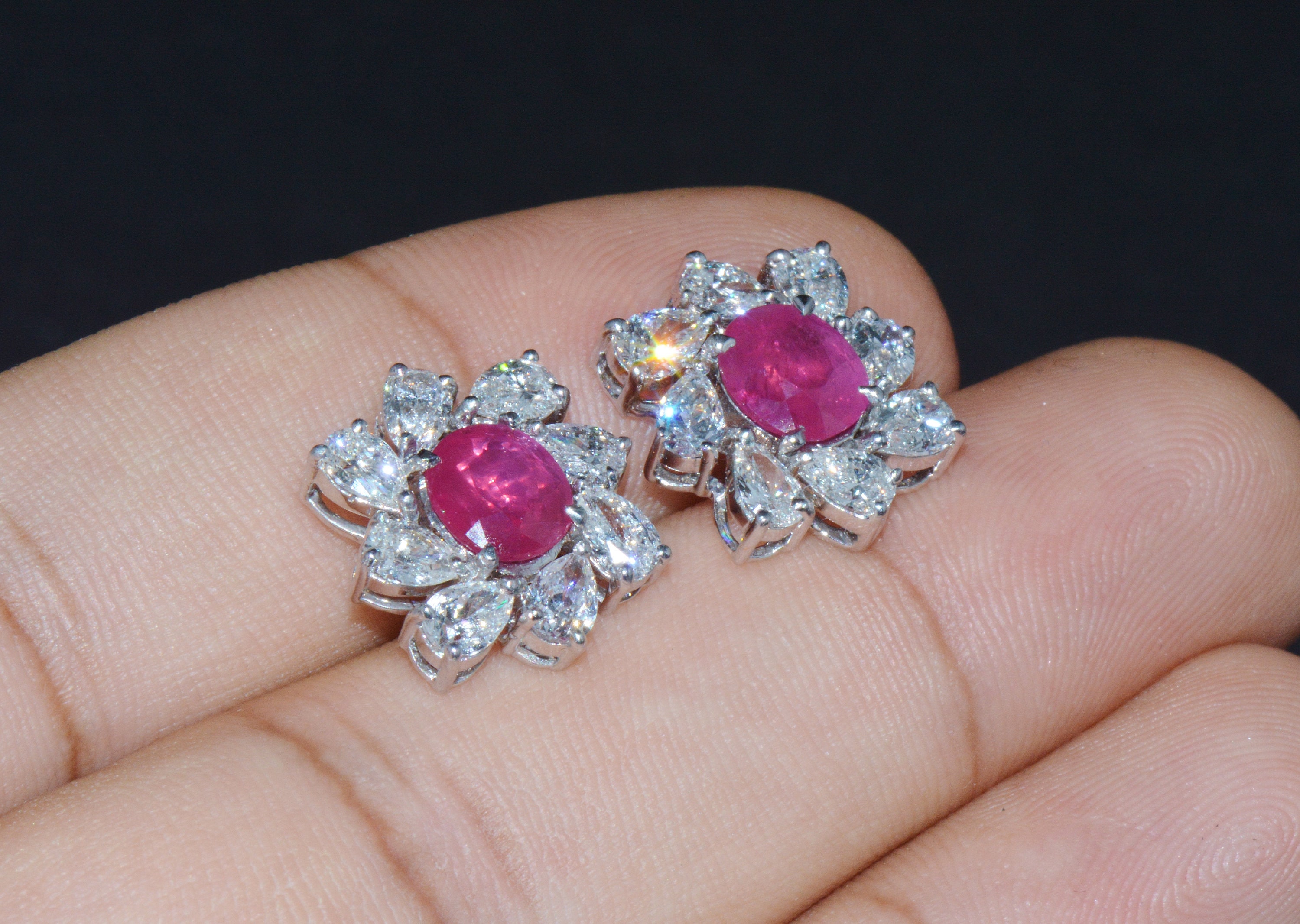 Ruby Diamond Earrings Ruby Earrings Certified Natural | Etsy