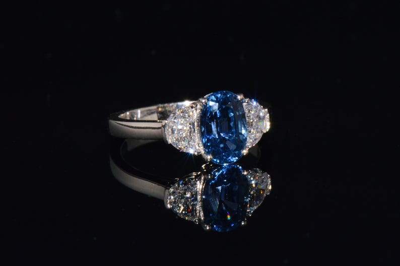 GIA-certifierad värmefri ring med blåklint, blå safir och diamanter, solid 950 platina bild 11
