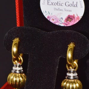 Italian Gold Earrings - Vintage Nuvola Oro Diamond Onyx 750 18K Gold 2-IN-1 Hoop Dangle Drop Earrings - ExoticGoldJewelry image 10
