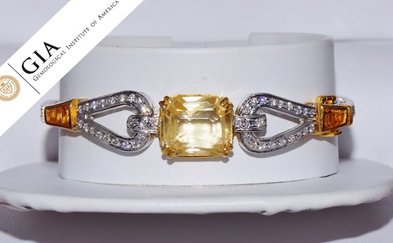 Sapphire Diamond Bracelet - GIA Natural No Heat U… - image 1