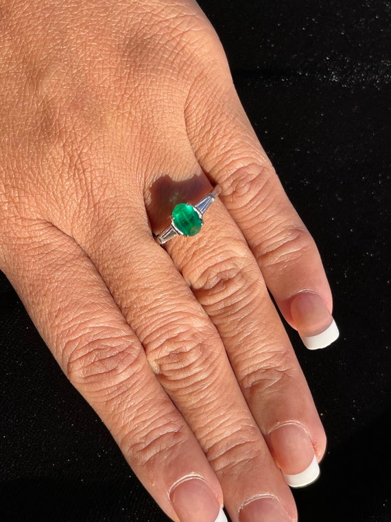 Emerald Diamond Ring - Vintage Emerald Ring - Nat… - image 5