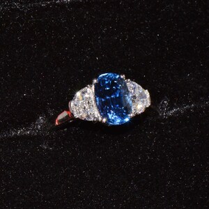 GIA-certifierad värmefri ring med blåklint, blå safir och diamanter, solid 950 platina bild 16