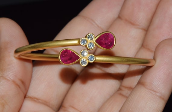 Italian Ruby Diamond Stacking Bangle - Certified … - image 10