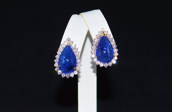 Tanzanite Diamond Earrings Tanzanite Earrings Vintage | Etsy
