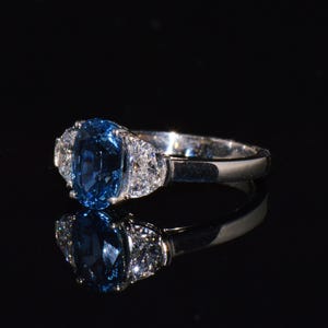GIA-certifierad värmefri ring med blåklint, blå safir och diamanter, solid 950 platina bild 8