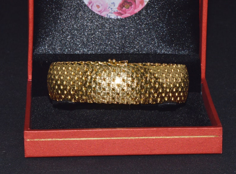 Vintage UnoAErre Bracelet Estate Italian Solid 750 18K Yellow Gold Textured Braided Mesh Uno A Erre Italy Bangle Bracelet ExoticGold image 7