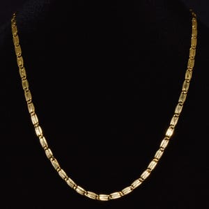Vintage 18K Gold Chain - Italian Mens Womens Necklace - Snail Link Chain - Estate 750 Solid Yellow Gold Etruscan Byzantine Stacking Necklace
