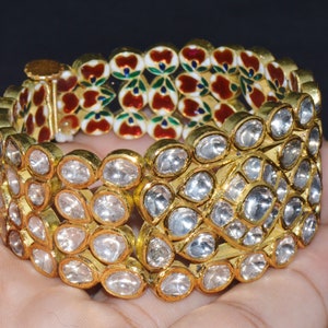 Estate Diamond Bracelet - Vintage Art Deco Mogul Islamic Asian 22K 18K Solid Gold Genuine Natural Diamond Wedding Bangle Kada Cuff