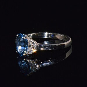 GIA-certifierad värmefri ring med blåklint, blå safir och diamanter, solid 950 platina bild 13