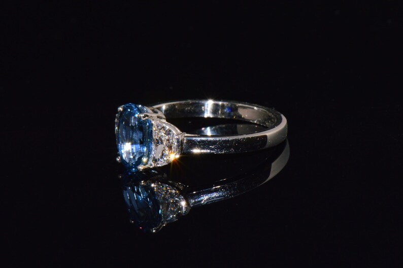 GIA-certifierad värmefri ring med blåklint, blå safir och diamanter, solid 950 platina bild 13