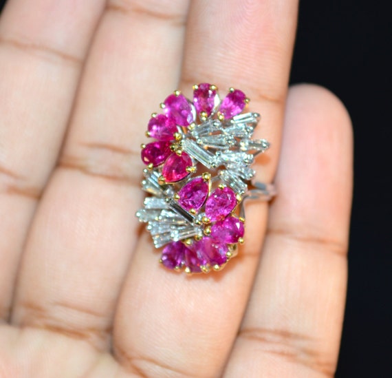 Ruby Diamond Ring - Ruby Ring - Estate Vintage Na… - image 10