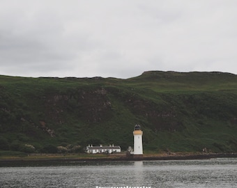 Rubha Nan Gall Lighthouse Print, Scotland Travel Poster, Scotland Print, Scotland Photography, Travel Photography, Country Cottage Decor