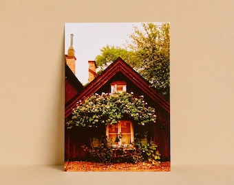 Pocztówka ze Sztokholmu, Szwecja – Södermalm Stigberget Cottage, Skandynawska pocztówka podróżnicza, Nordic Cottagecore Art Print, Mini wydruk A6