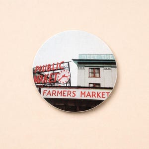 Pike Place Market Sticker, Seattle Souvenir Vinyl Decal for Water Bottle Laptop Journal, Washington PNW Gift image 1