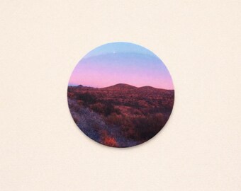 California Desert Sunset Sticker, Route 66 Vinyl Decal, Retro Boho Road Trip Sticker for Laptop, Water Bottle & Journal