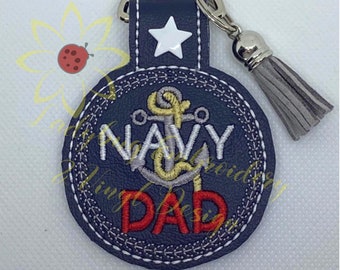 Navy Dad Key Fob Embroidery Design