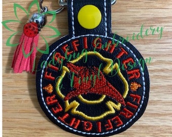 Firefighter key fob embroidery design