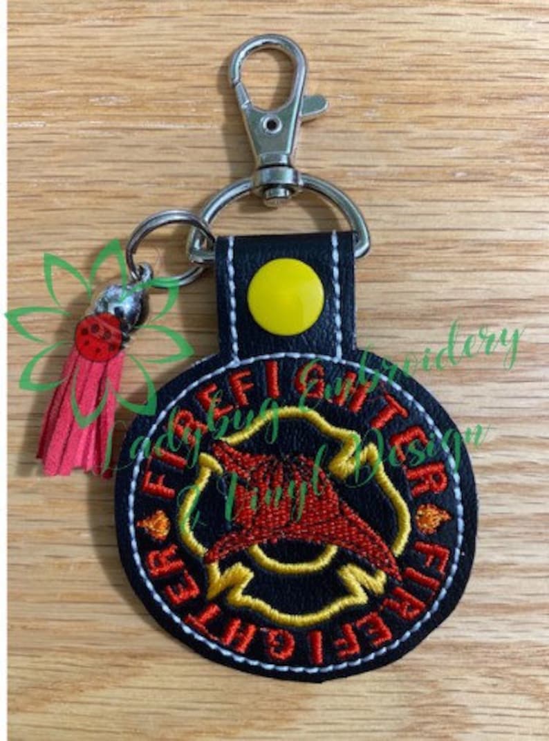 Firefighter Key Fob Embroidery Design Etsy