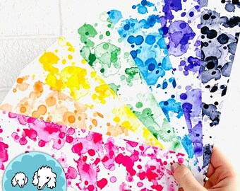 Watercolor Splatter Bulletin Board Borders - Printable Rainbow Watercolor Classroom Theme Decor, Hand Painted Class Decorations, Door Decor
