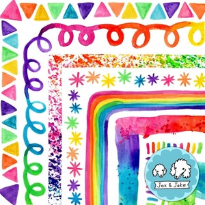 MEER kleurrijke regenboog aquarel clipart randen, clip art frames voor verjaardagen, leraren, klas decor, afdrukbare decoraties, png PNGEgg