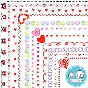Skinny Valentine Clipart Borders, Valentijnsdag Clip Art Dunne randen voor doe-het-zelfkaarten, nieuwsbrieven van februari, klasfeestdecoratie, png PNGEgg