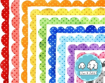 Aquarell Polka Dot Jakobsmuschel Clipart Rahmen, Clip Art Rahmen für Party Einladungen, Lehrer Klassenzimmer Rundbriefe