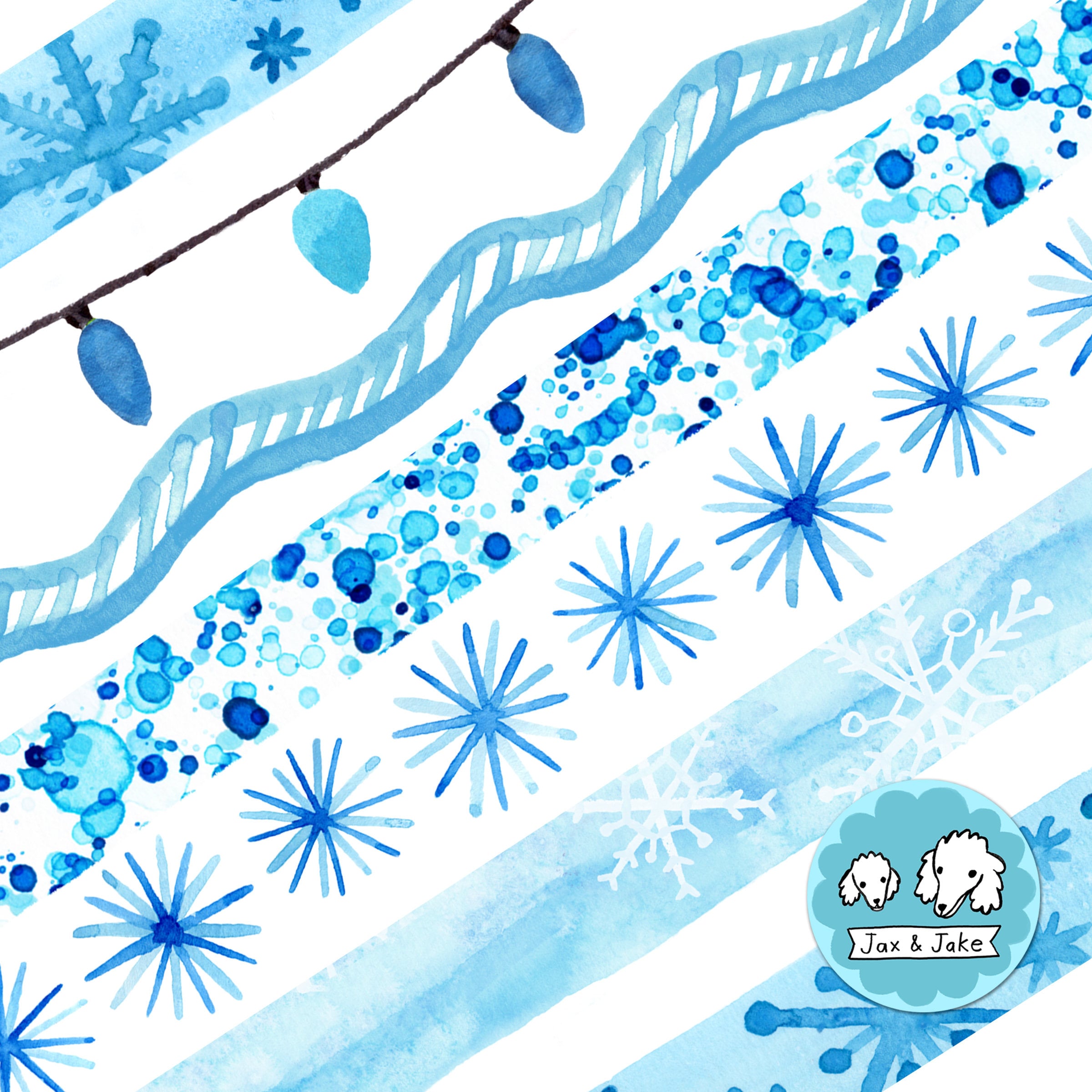 Blue Winter Watercolor SLIDE Border Clipart, Christmas Google Slides ...