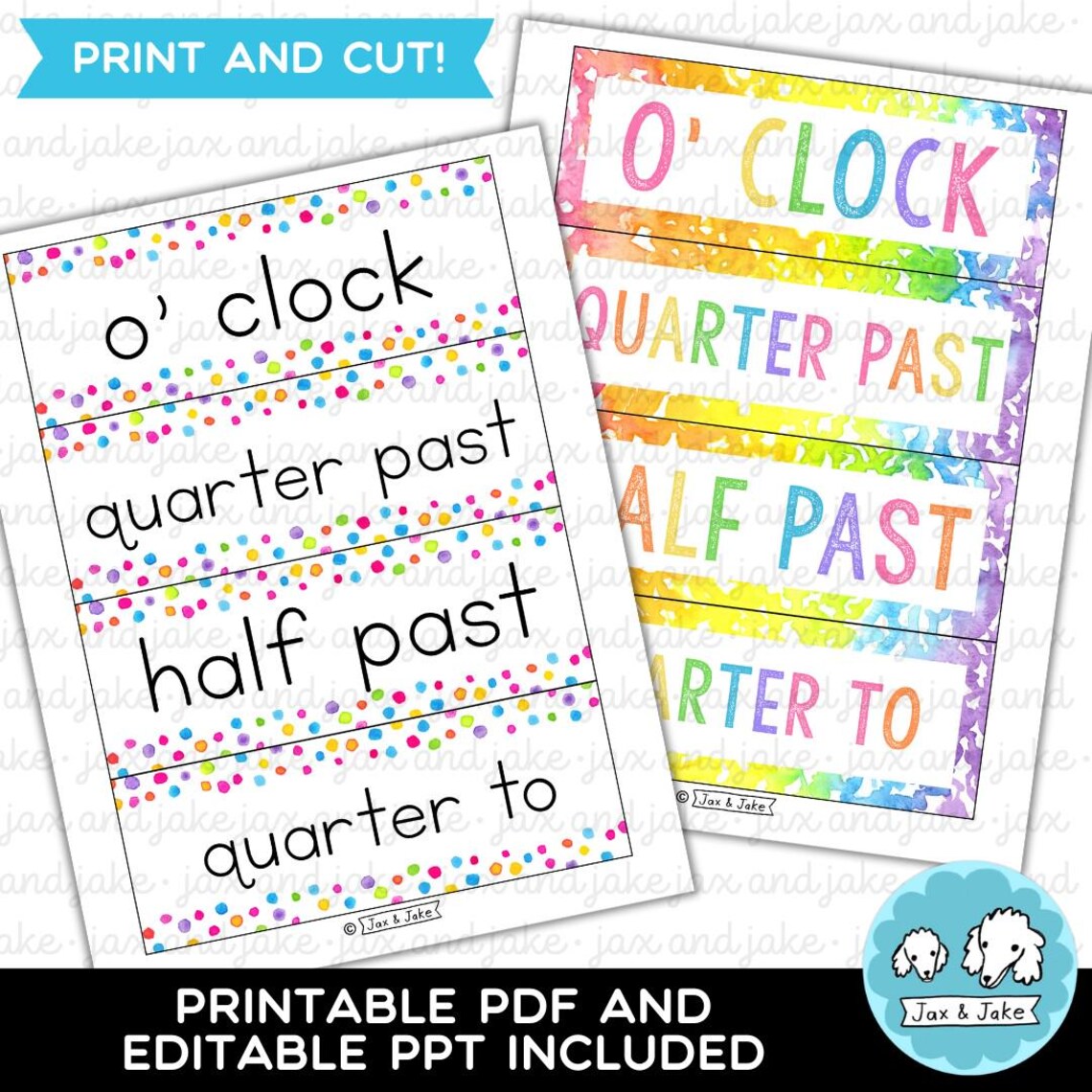 Editable Watercolor Apple Clock Labels - Printable Telling Time Clock ...